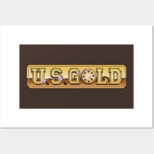 Retro Video Games US Gold Logo Posters and Art